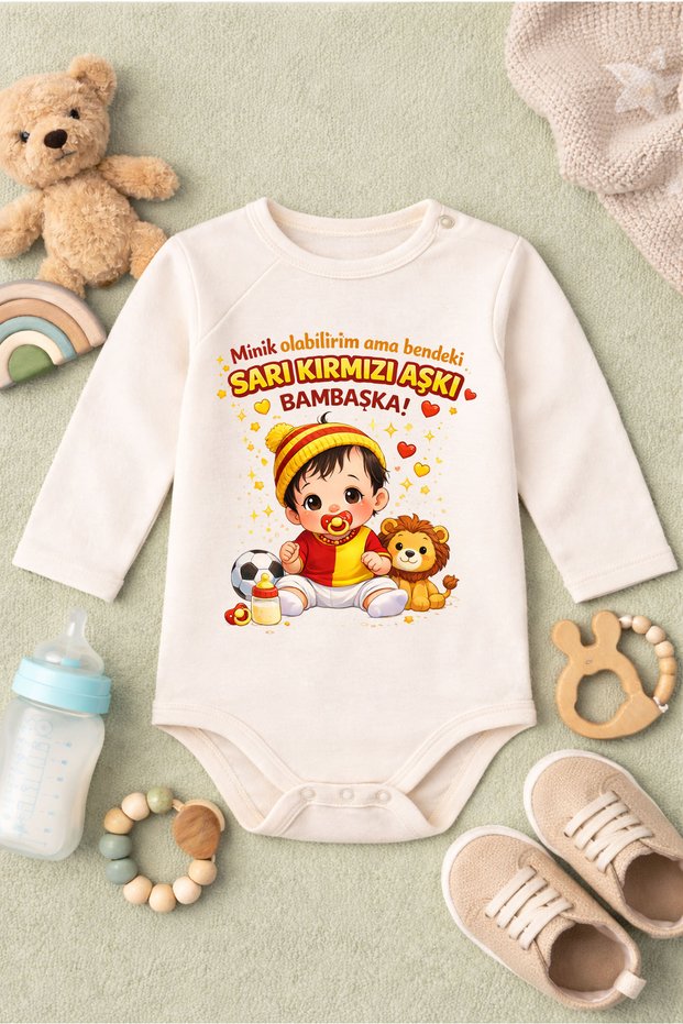 Baby Funny Writing Yellow Red Love Printed Zıbın 100% Cotton Bodysuit