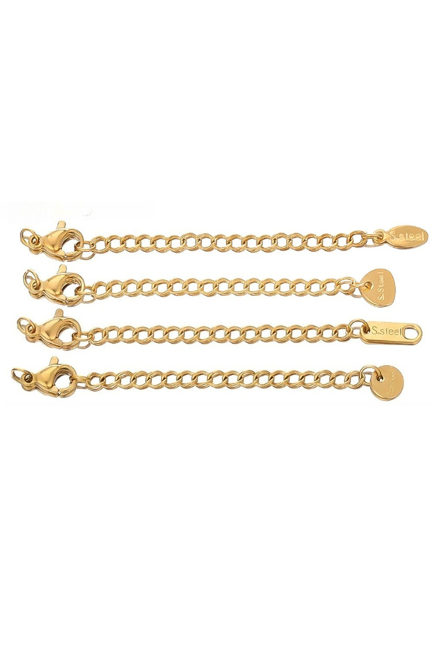 Golden 4pcs Stainless Steel Extension Chains with Extended Tail Lobster Clasps for DIY Jewelry Makin