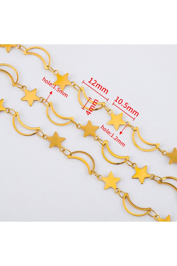 1meter A-Gold color 1 Meter Stainless Steel Hollow Flat Love Heart Moon Star Crown Chain for DIY Nec