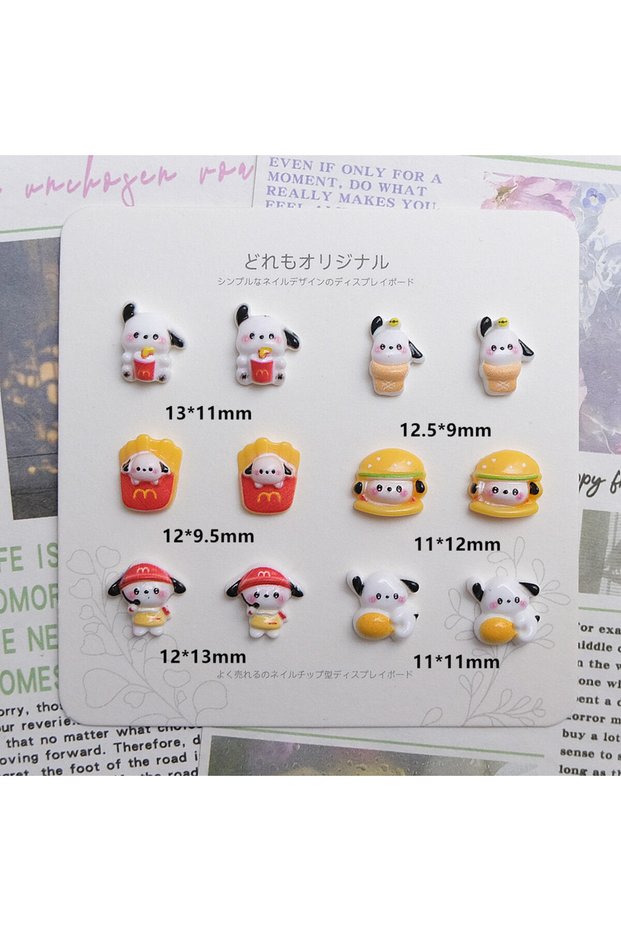 MINISO Mix-50Pcs 100Pcs/Pack Pompompurin Burger Nail Charms - Cute Resin Fries Nail Art, Food Theme