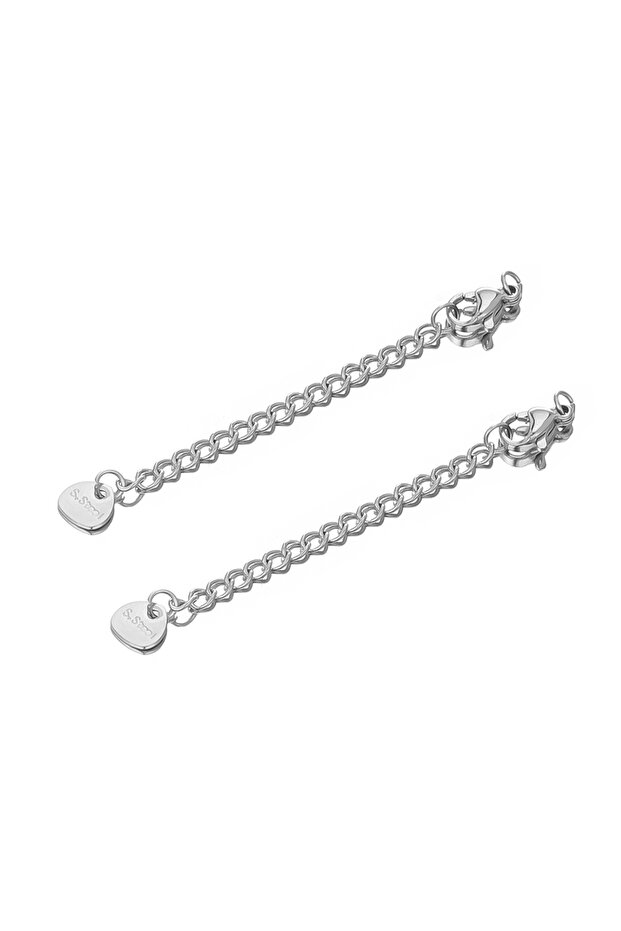 Silver 2pcs Stainless Steel Extension Chains with Extended Tail Lobster Clasps for DIY Jewelry Makin