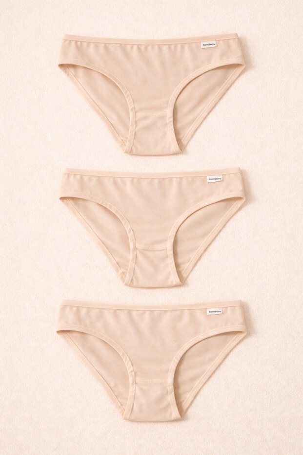 Kadın 3'lü Basic Slip Külot Ten - 1