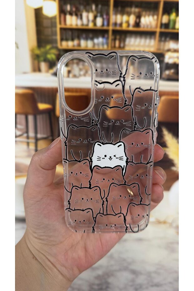 غطاء شفاف متوافق مع آيفون 16 بلس بنمط مانيكات، يمتص الصدمات ويحمي الكاميرا - 2