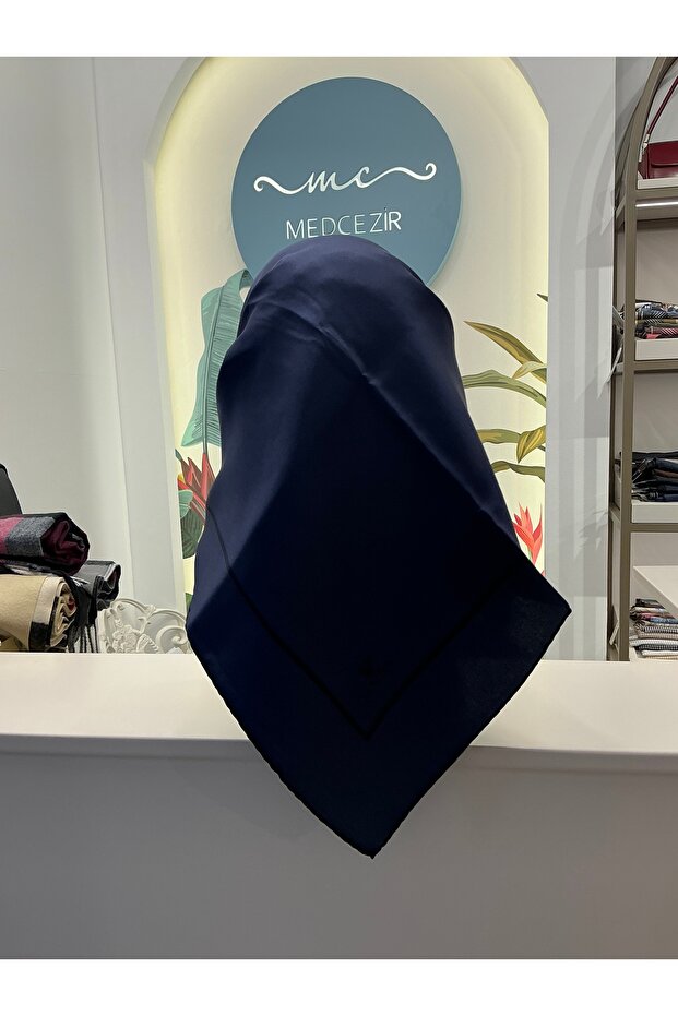 Pak Ti̇vi̇l Silk Scarf 90*90 cm - Cobalt Blue