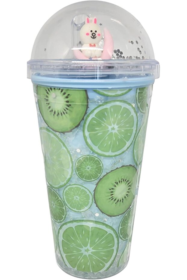 Kids Transparent Glitter Sipper 700ml Mason Jar Style Bottle with Straw & Toy | BPA-Free School Bott
