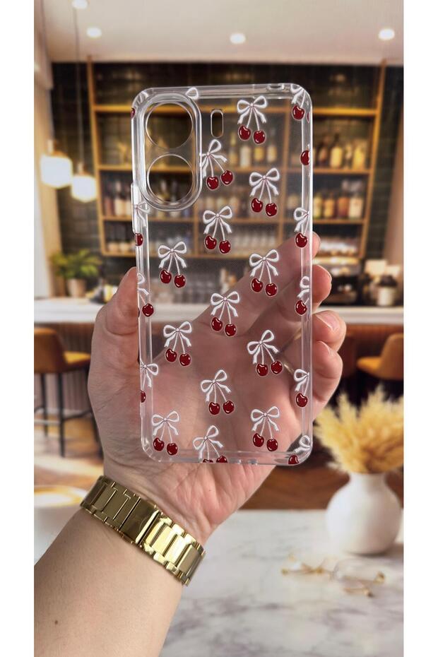 غطاء شفاف متوافق مع ريدمي 13C بنمط الكرز، مقاوم للصدمات مع حماية للكاميرا - 2