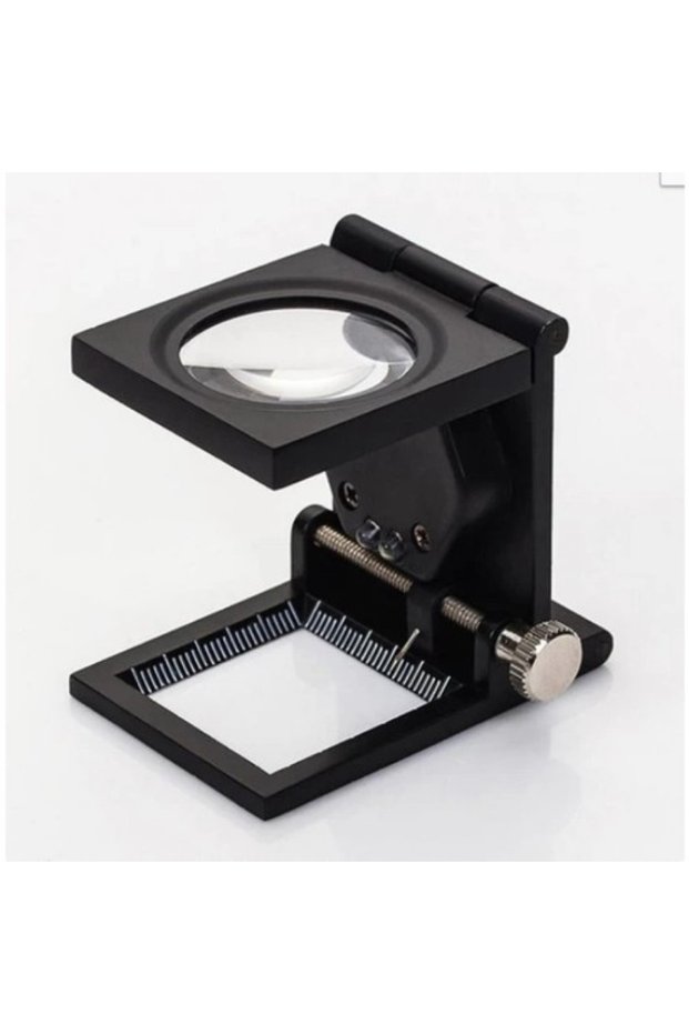 28X28 mm Folding Counter-Mounted Metal Loupe 2 Led Lighted Magnifier Textile Th-9005A