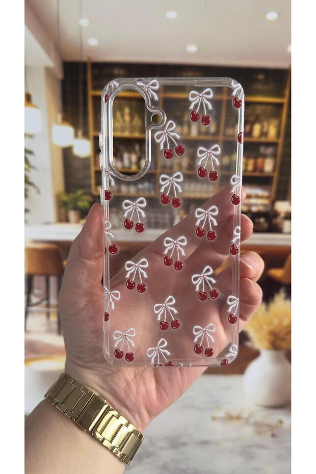 جراب شفاف ممتص للصدمات وواقي للكاميرا بنمط الكرز متوافق مع سامسونج A26 - 2