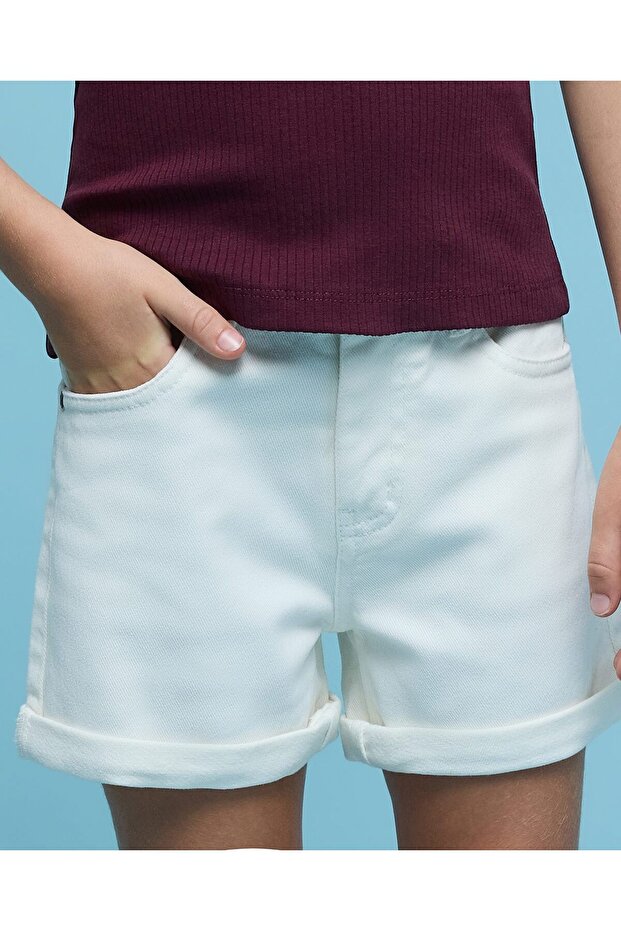 شورت سادة مع زر للإغلاق - 5