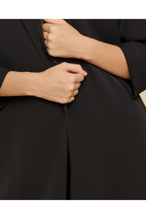 جاكيت سادة بياقة مدببة وأكمام ثلاثة أرباع - 6