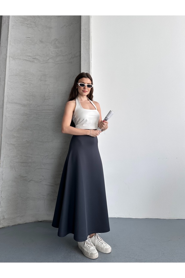 Women's Modal Fabric Elastic Waist Flared Skirt
