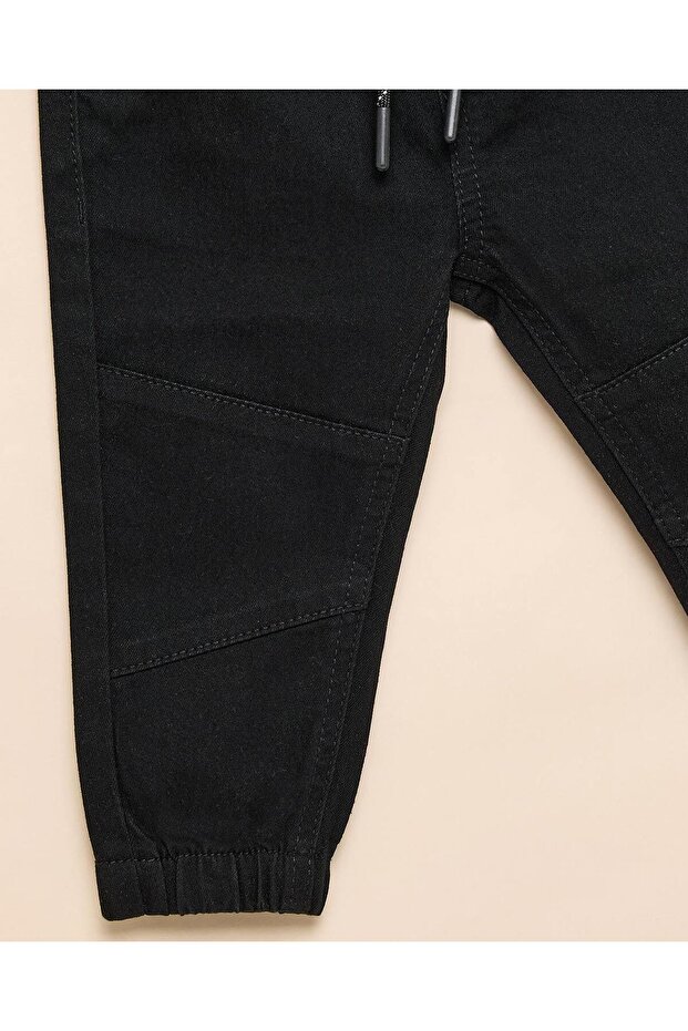 Solid Jogger Jeans with Drawstring Waist - 4