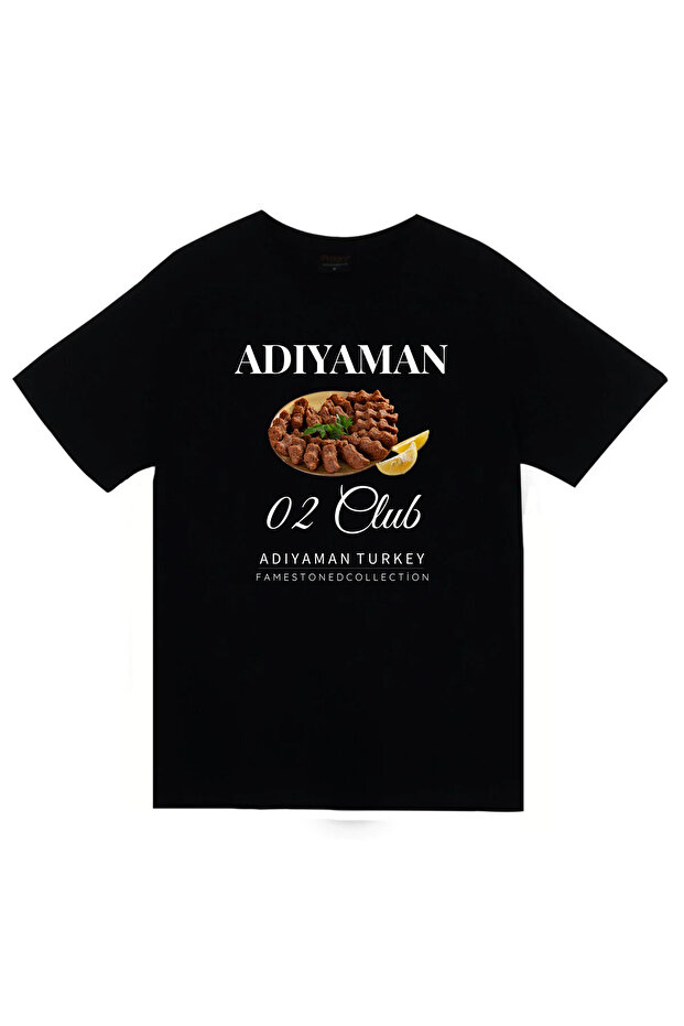 Adıyaman - 02 - Çiğköfte - City Printed Unisex 100% Cotton Black T-Shirt