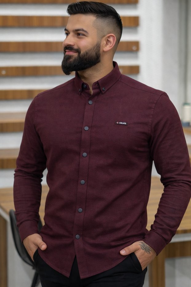 Slim Fit Narrow Fit Gabardine Lycra Washed Denim Fabric Men's Shirt