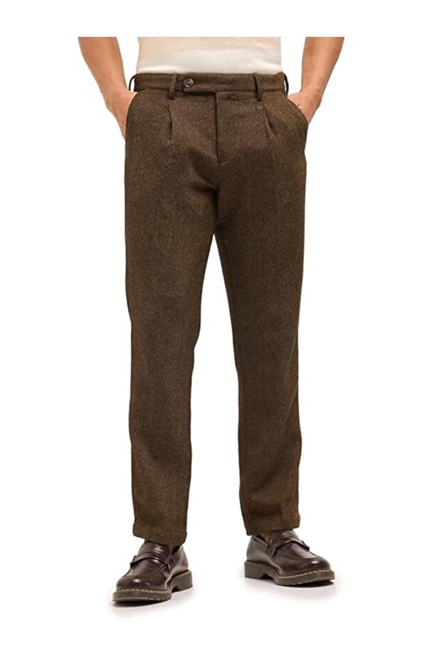 Men's Striped Regular Fit Formal Trouser