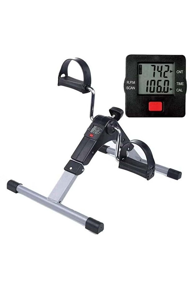 Portable Mini Exercise Bike Pedal Exerciser with LCD Display for Legs and Arms Workout - Adjust