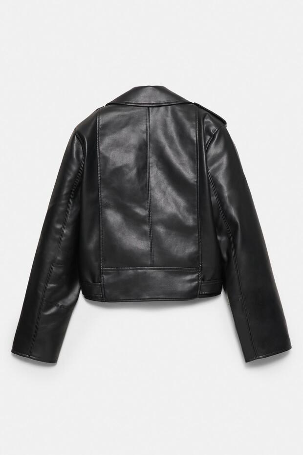 Suni deri biker ceket - 8