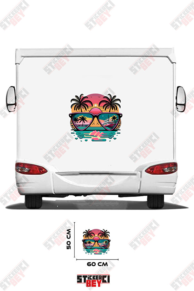 Summer Themed Palm Tree Patterned Glasses Visual Caravan Sticker Coating