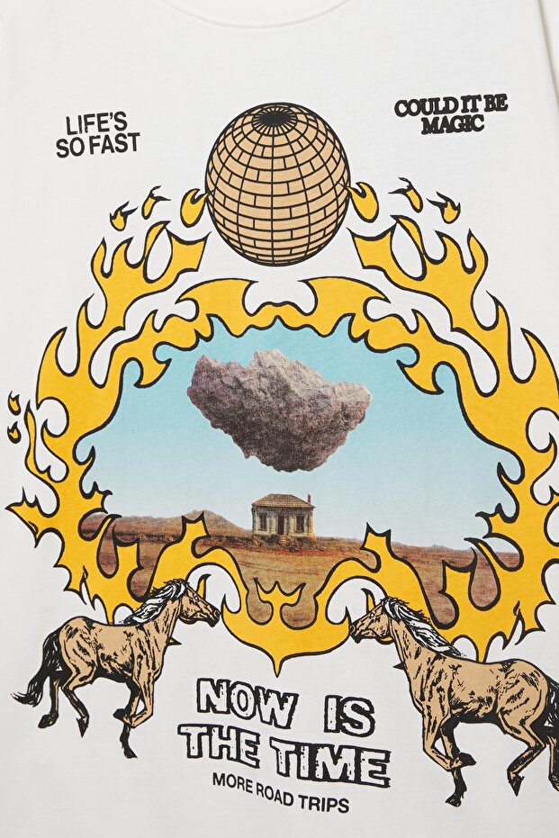 Uzun kollu grafik baskılı tişört - 8