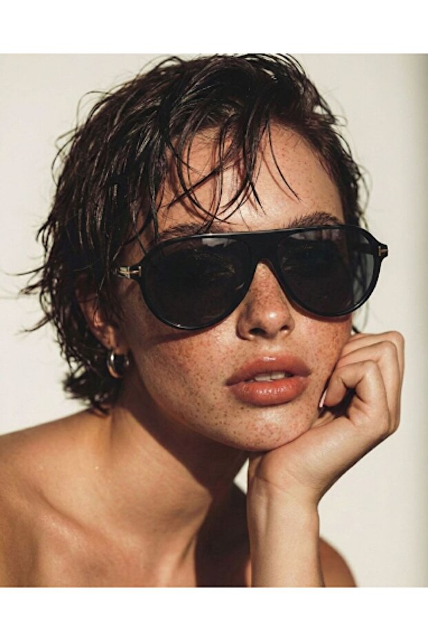 Black Frame Black Glass Retro Pilot Glasses Uv400 Protection