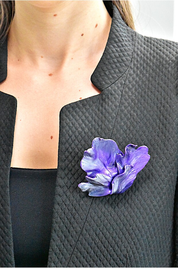 Handmade Iris brooch - 3