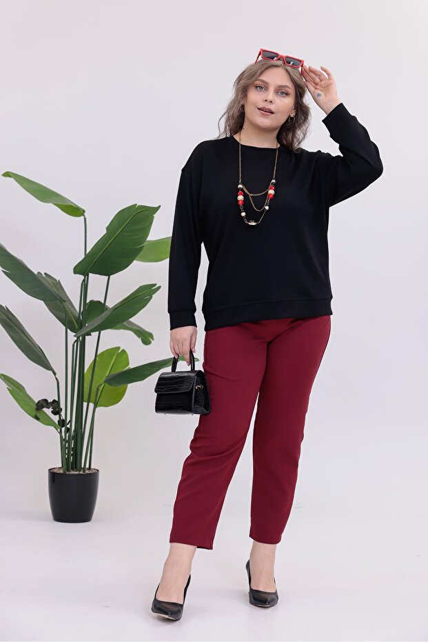 سويت شيرت أساسي ذو رقبة دائرية مقاس كبير - 2