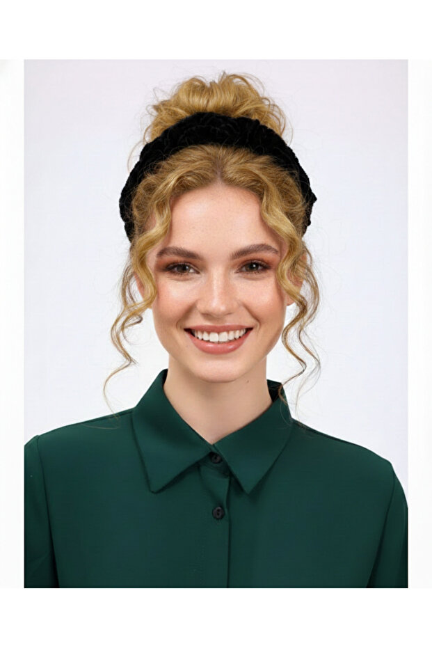 Black Velvet Plump Bun Clip Elastic Hijab Women's Clip