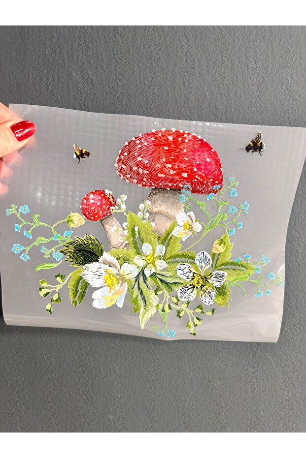 Iron-On Floral Mushroom Transfer Print Arma 24X18 cm