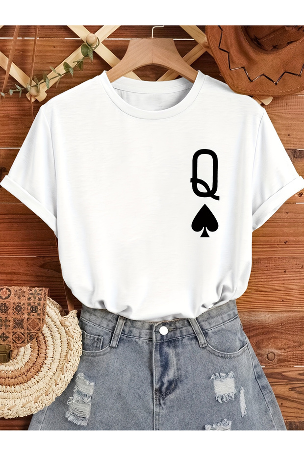 Unisex Q Spades Girl Printed Design Tshirt