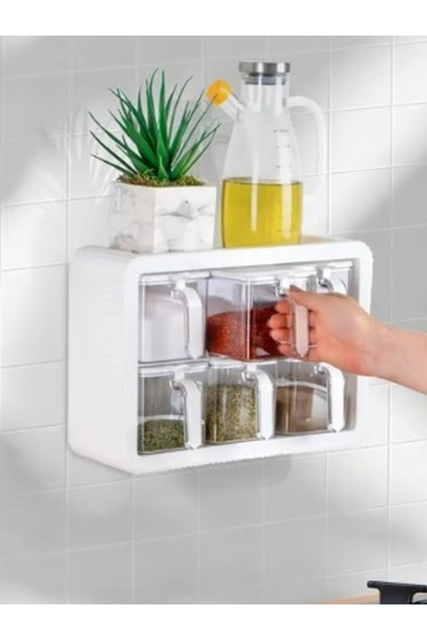 Plastic Spice Container Set of 6 White