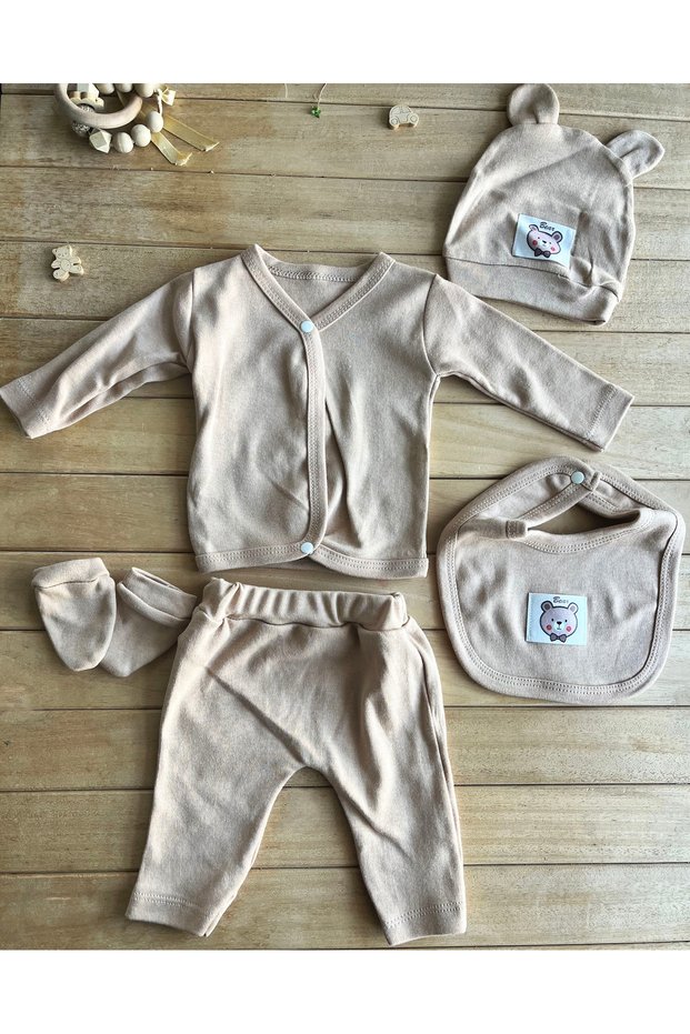 100% Cotton Baby Boy 5-Piece Hospital Discharge Set – Combed Cotton Fabric, Soft & Breathable