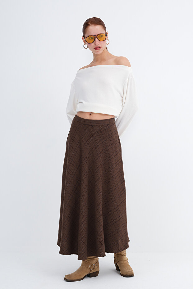 Fusta lungă în carouri E17711 - 1