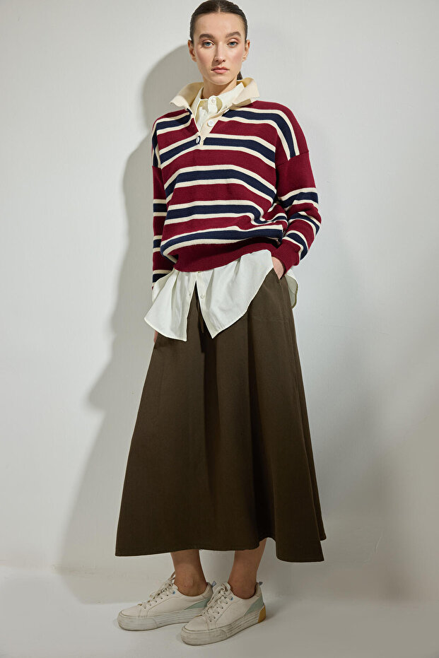 ELASTİK BEL CEPLİ ETEK - 1