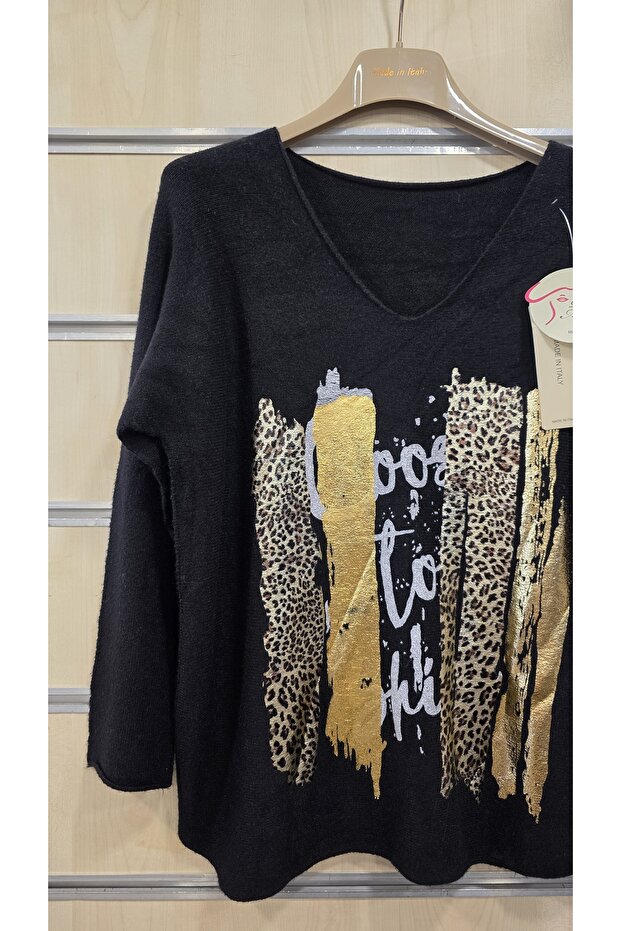 Gilded Leopard Pattern Sweater - 2