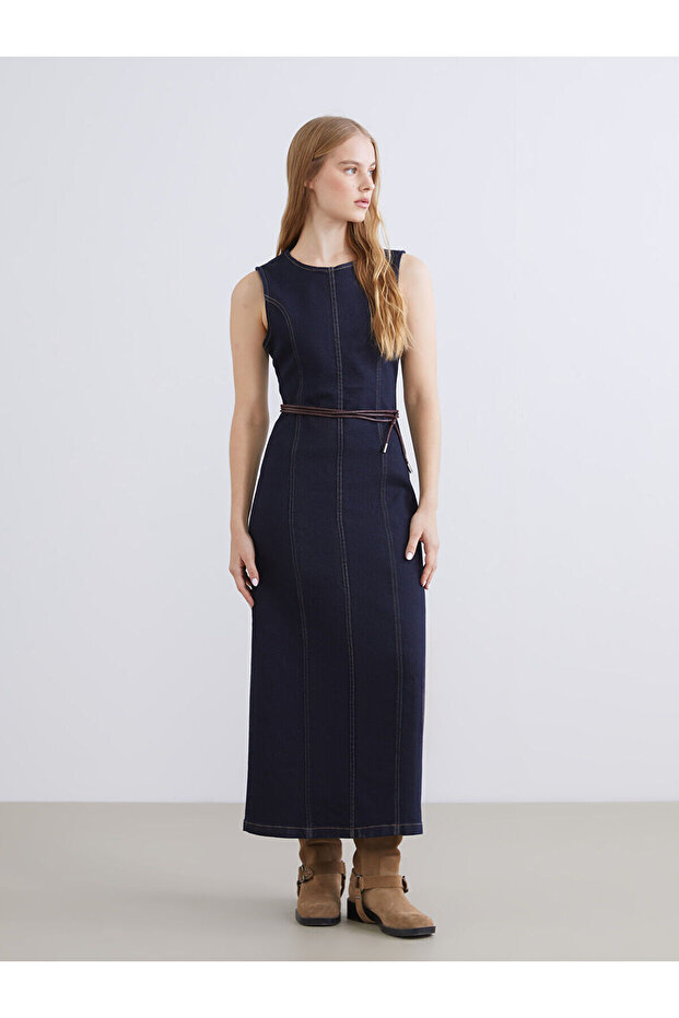 Özmarka New Season Crew Neck Jean Dress