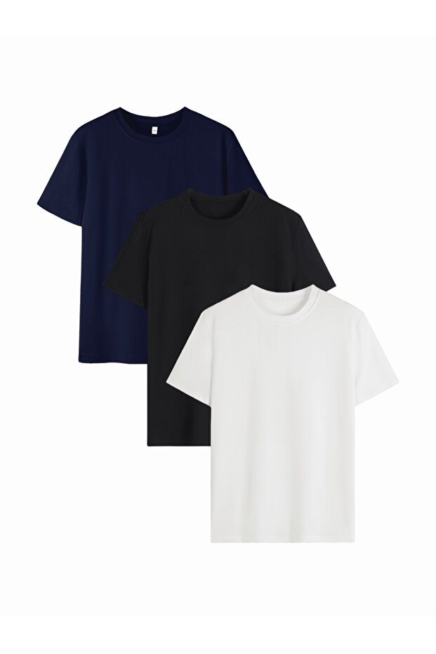 3-Piece Circular Neck Relaxed Fit T-Shirt