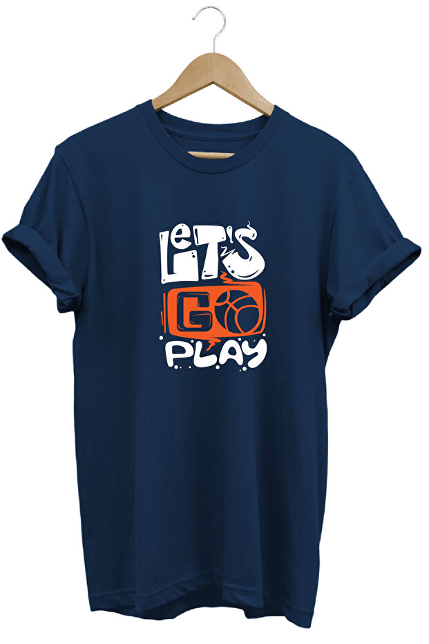 تي شيرت Lets Go Play Basketboll مطبوع للجنسين مصنوع من القطن بنسبة 100%