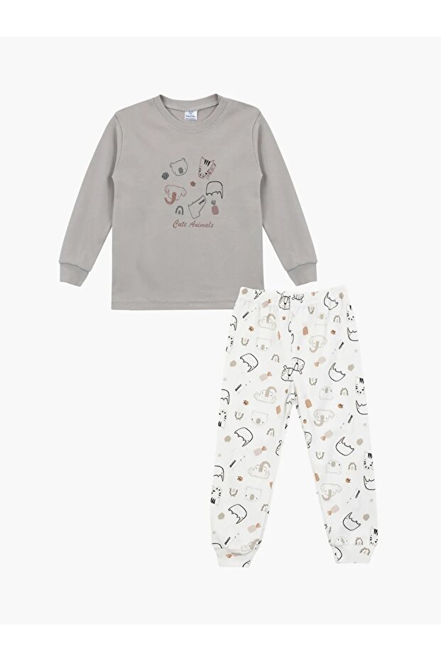 طقم بيجامة بنقشة الحمار الوحشي - 1