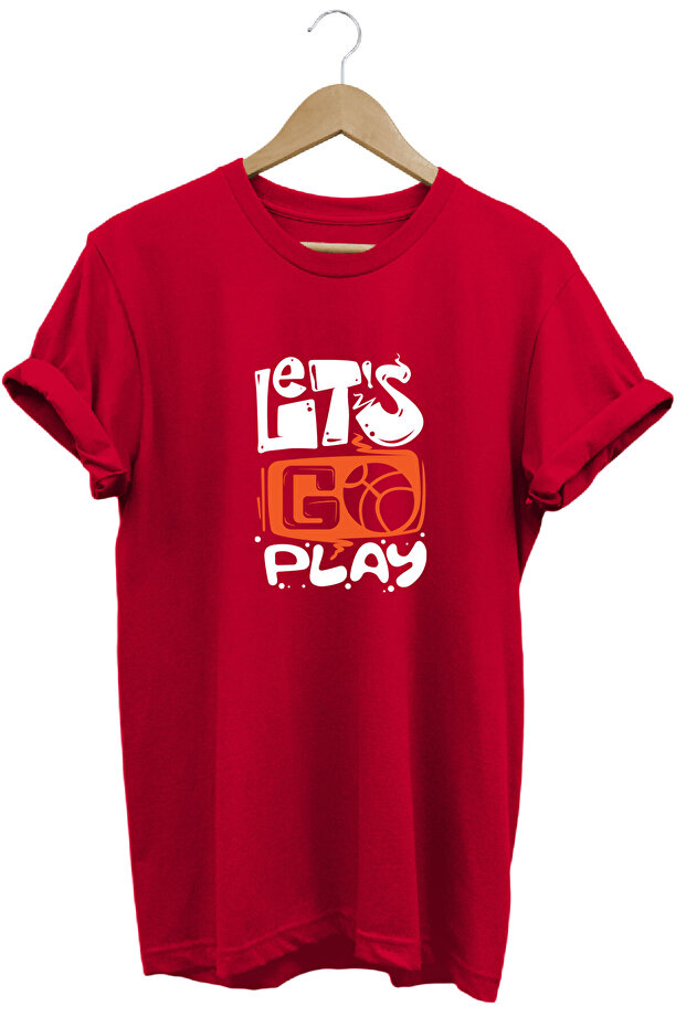 تي شيرت Lets Go Play Basketboll مطبوع للجنسين مصنوع من القطن بنسبة 100%