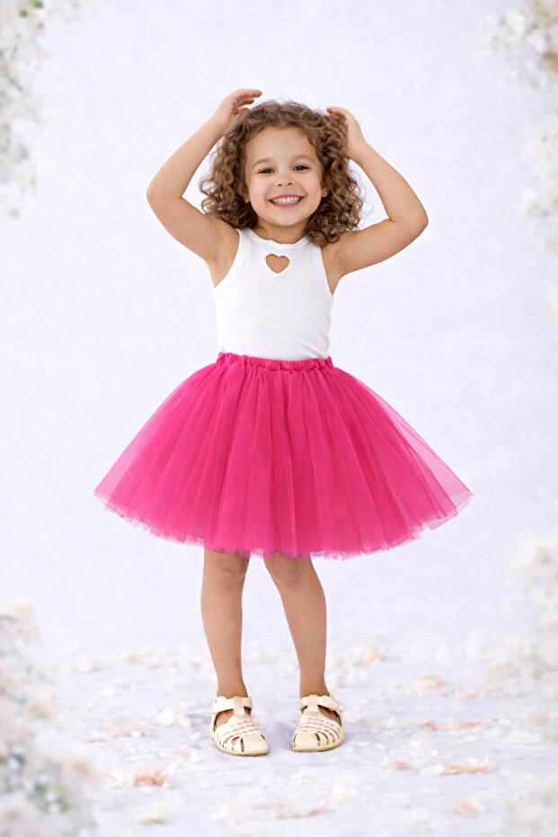 Girl's Lined Elastic Waist Fluffy Tutu Skirt