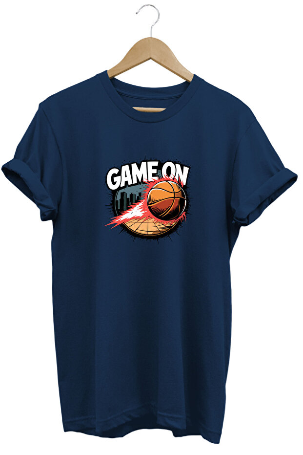 تي شيرت Game On Basketball Theme مطبوع للجنسين مصنوع من القطن بنسبة 100%
