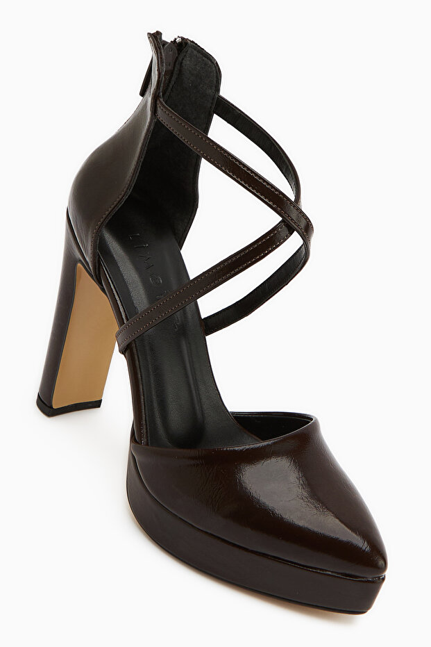 Naomi Brown Belted Platform Heeled Women's Shoes