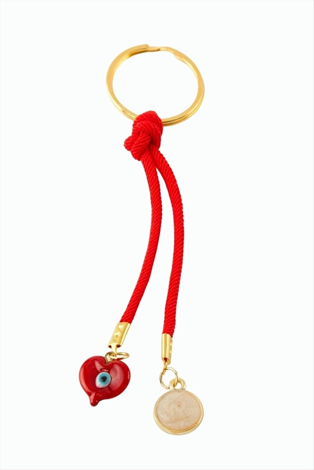 Round Glass String Keychain - 1