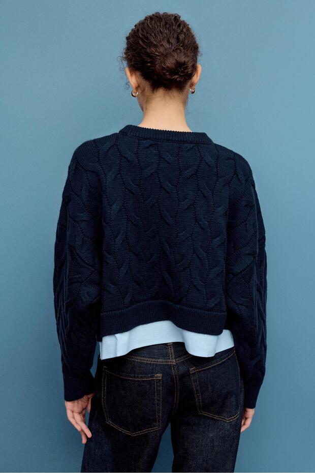 İki Materyalli Örme Kazak - 5