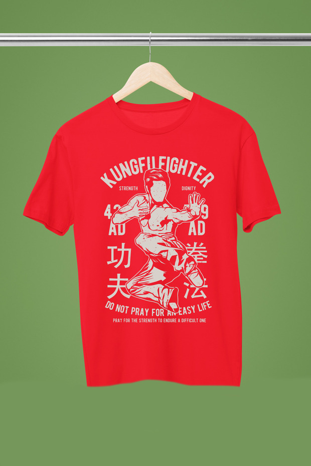 Kung-Fu Sports Printed 100% Cotton Short Sleeve Regular Fit T-Shirt