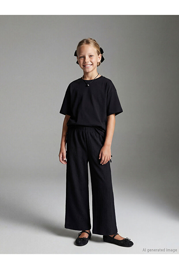 Nevavm Girls' Pants with Elastic Waist and Bow Detail