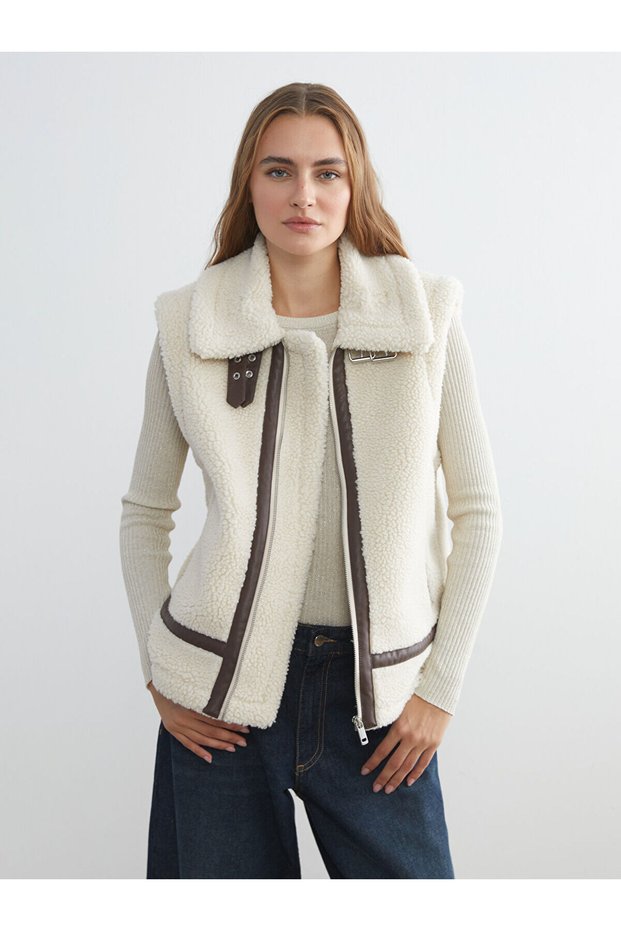 Ozmarka New Season Shirt Collar Women's Plush Vest