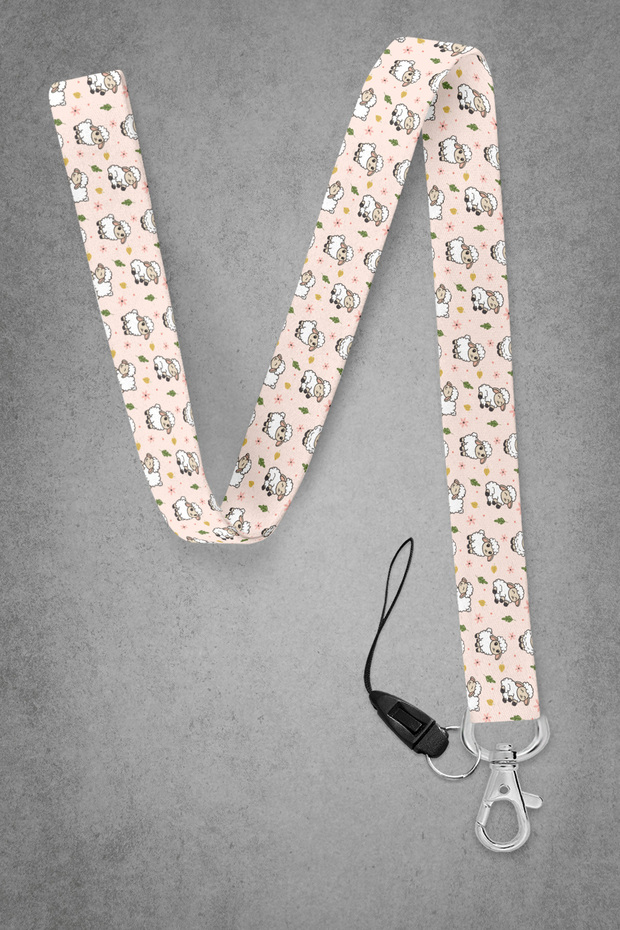 Lamb Pattern Neck Strap, Neck Strap Lanyard, Card and Phone Holder - Bas125