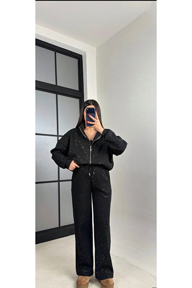 Simli Fermuarlı Sweatshirt - 4