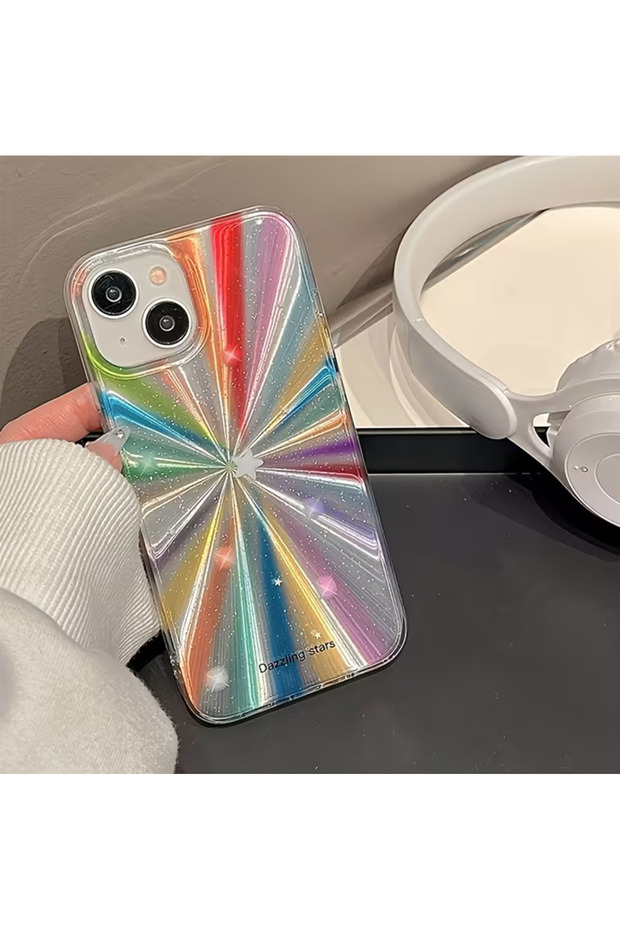 Dazzling Stars Rainbow Effect Glitter Aesthetic Shiny Phone Case Compatible with iPhone 17 Promax